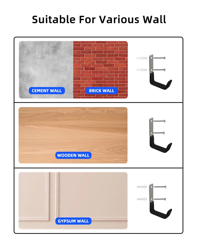 High Quality Robust Wall Mounted Metal Organizer Hooks Heavy Duty Hanging Wall Rack Hook for Garage Workshop Storage manufacture