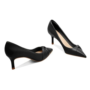 Latest Design Style Popular Fashion Trend Ladies Heel Genuine Leather Heel Shoes for Women