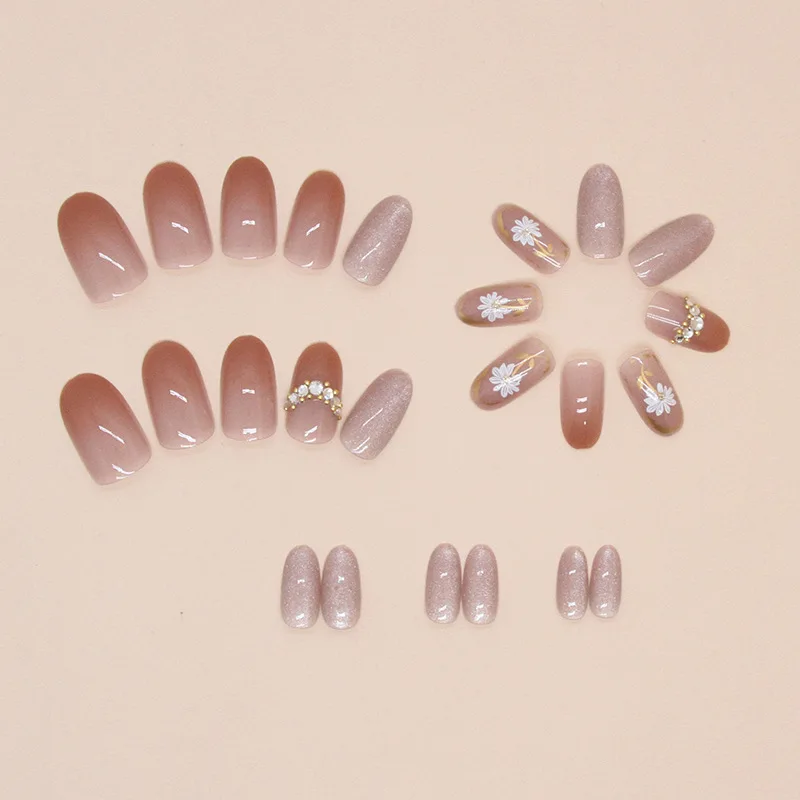 Gradient French Manicure Tips Gorgeous Classy Natural Faded Nails Designed Long Plain Press on Nails