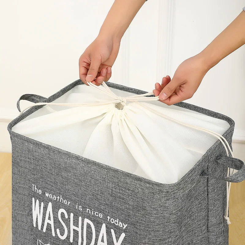 
 Organizer jute dirty folding collapsible custom hotel laundry Storage Basket Bag with drawstring  