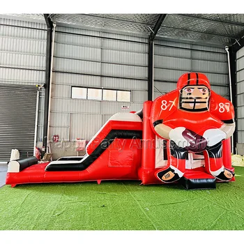 Soccer football inflatable jumper commercial bounce house combo with slide