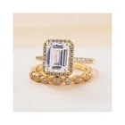 Design Diamond Sapphire Ring New Design Simulated Diamond Anniversary Wedding Band 10*8mm White Sapphire Diamond Ring Wedding Set