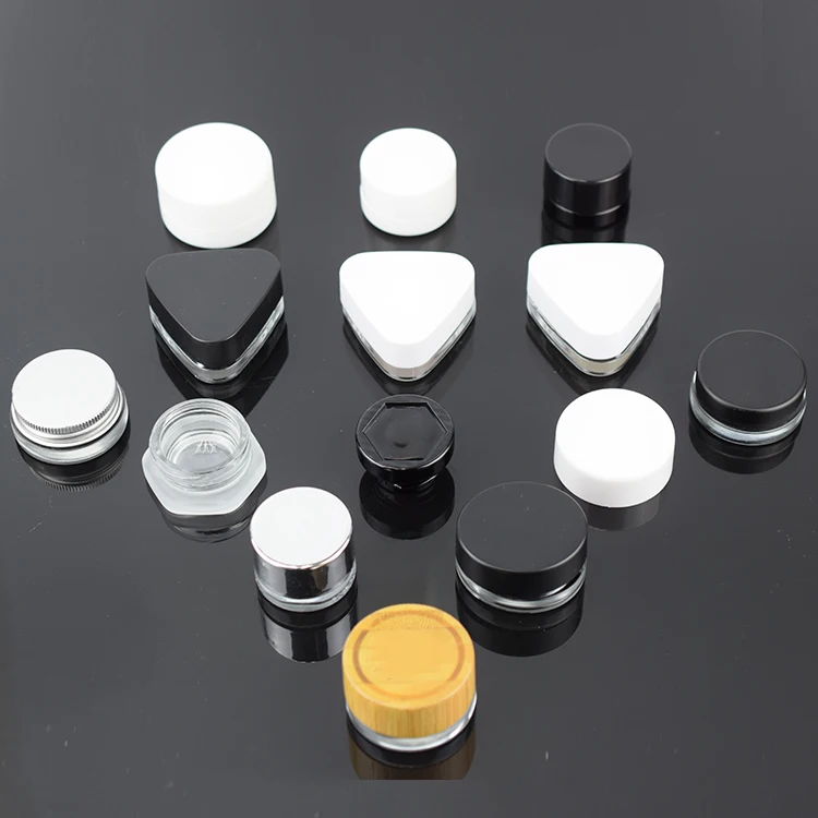 Clear Glass Jar With Black Cap 5ml 7ml 9ml 15ml Eye Cream Child ...