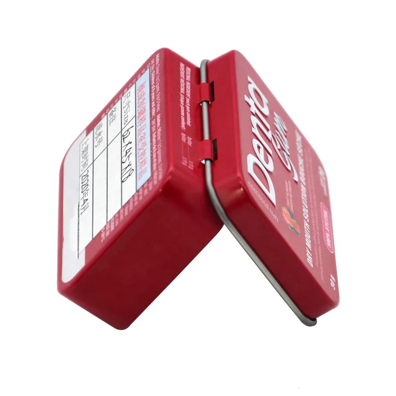 Custom Printed Rectangular Small Hinge Lid Tinplate Metal Box for Mint Chewing Gum Sugar Pill and Candy Packaging