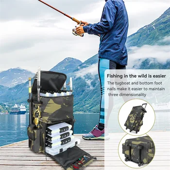 Zaino Da Pesca Grande Uomo – Borsa Porta Canne, Nylon Resistente Per Escursionismo E Campeggio