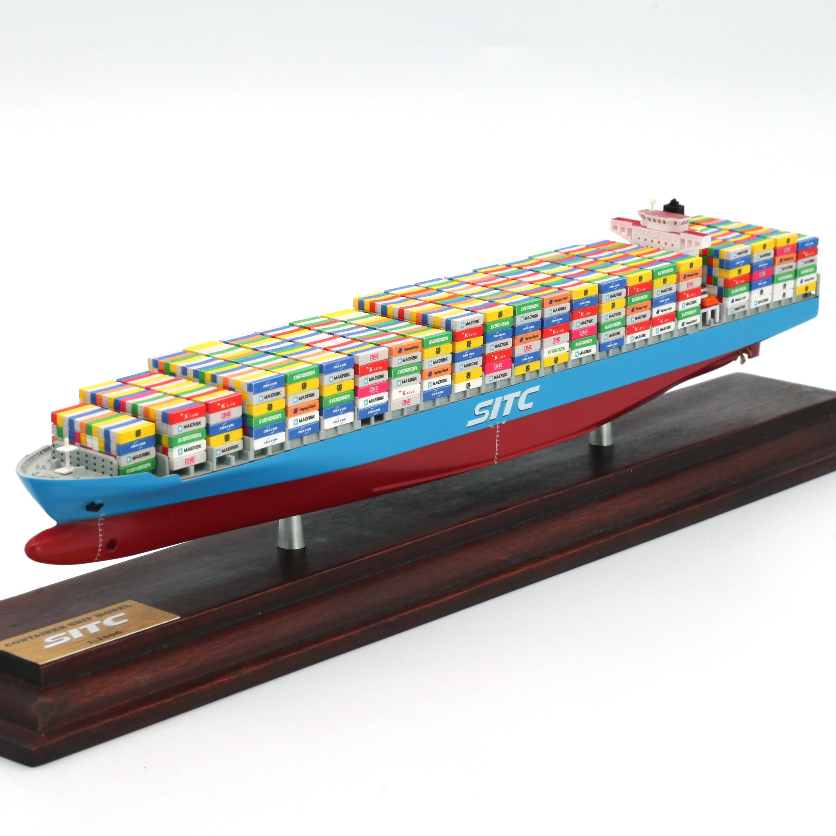 【A】O.A.S Factory's Customized 35cm SITC Container Ship Model Handmade 1:1000 Scale Model Novelty Gift for Shipping