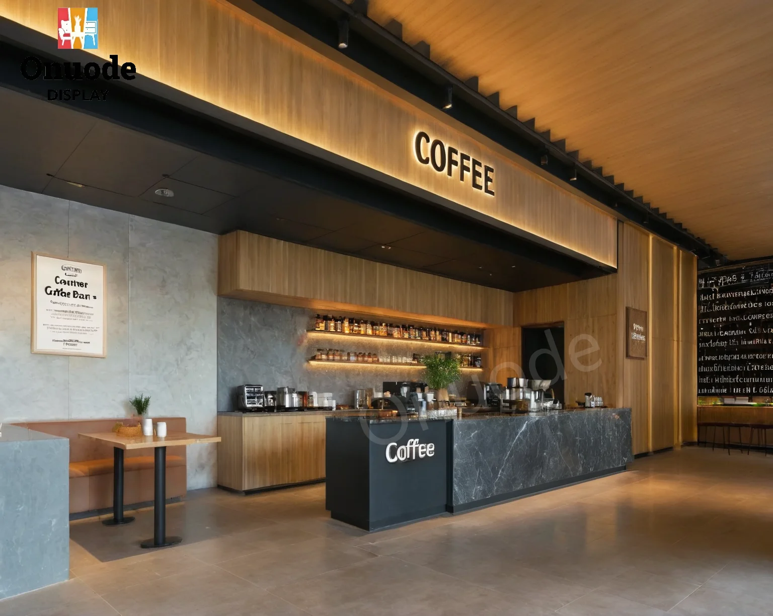 Modern Design Wooden Bakery Shop Furniture Coffee Shop Interior Design with Bubble Tea Counter Display Dessert Bar Showcase