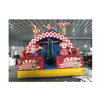 6*4*5.5m Custom Clown Theme Inflatable Slide Clown Inflatable Triple Slide Funny Clown Inflatable Slide for Outdoor