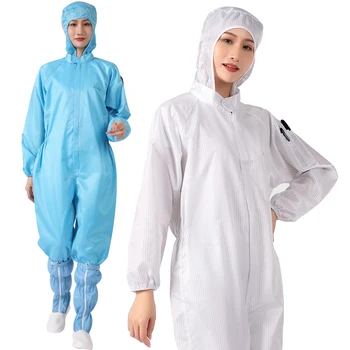 5mm stripe Washable antistatic clothing Cleanroom Coverall ESD Garment For Pharmaceutical