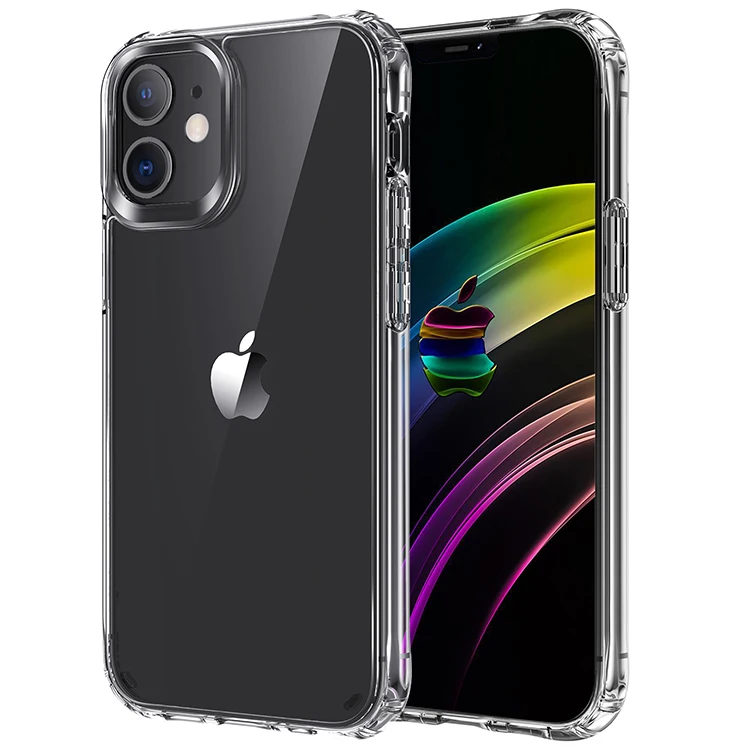AMPD TPU / Acrylic Hard Shell MagSafe Case With Colored Bumper for Apple IPhone  12 / IPhone 12 Pro Clear and Black - Clear