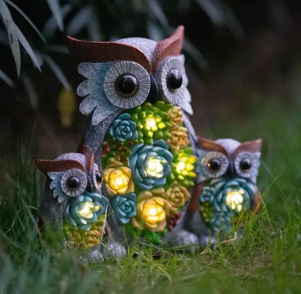 Unique Solar Figurine Owl  Outdoor Statue Outdoor Statue For Porch Patio Yard Lawn