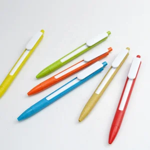 2026  Eco Friendly Recycled Wheat Straw Plastic Promotional Ball Point Pens with Custom logo