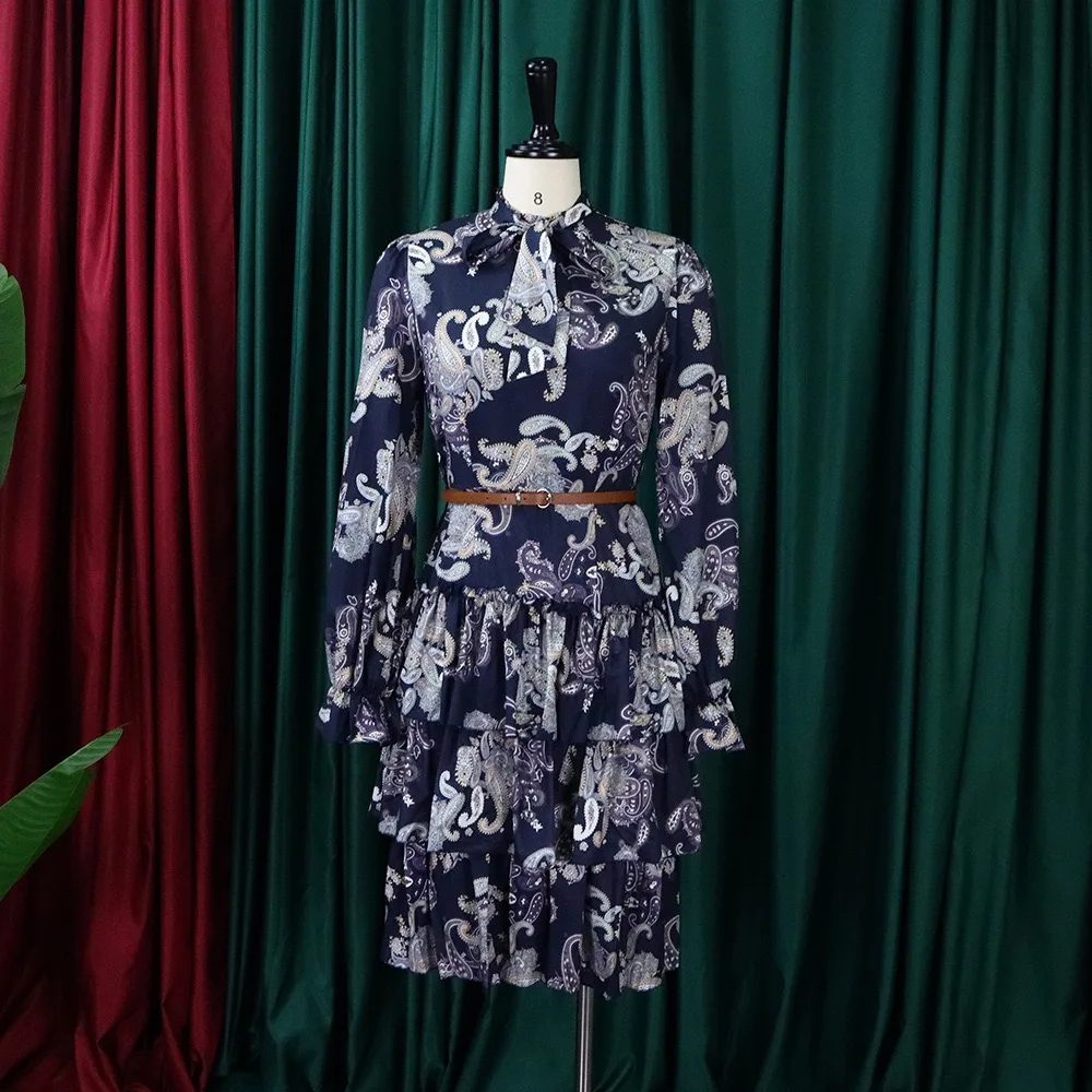 Boboyu Hot Selling Fashionable Floral Print Dress Long Sleeve Ladies ...
