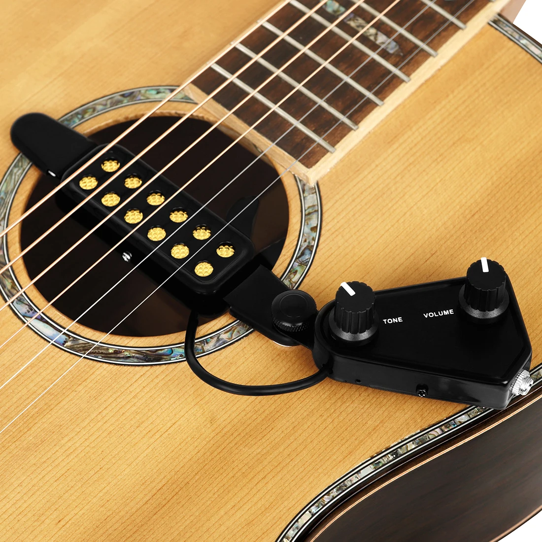 Professional Adjustable Acoustic Guitar Soundhole Pickup & 2.9m Cable