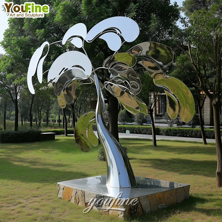 Large Size Outdoor Garden Metal Stainless Steel Tree Lady Figure Sculpture