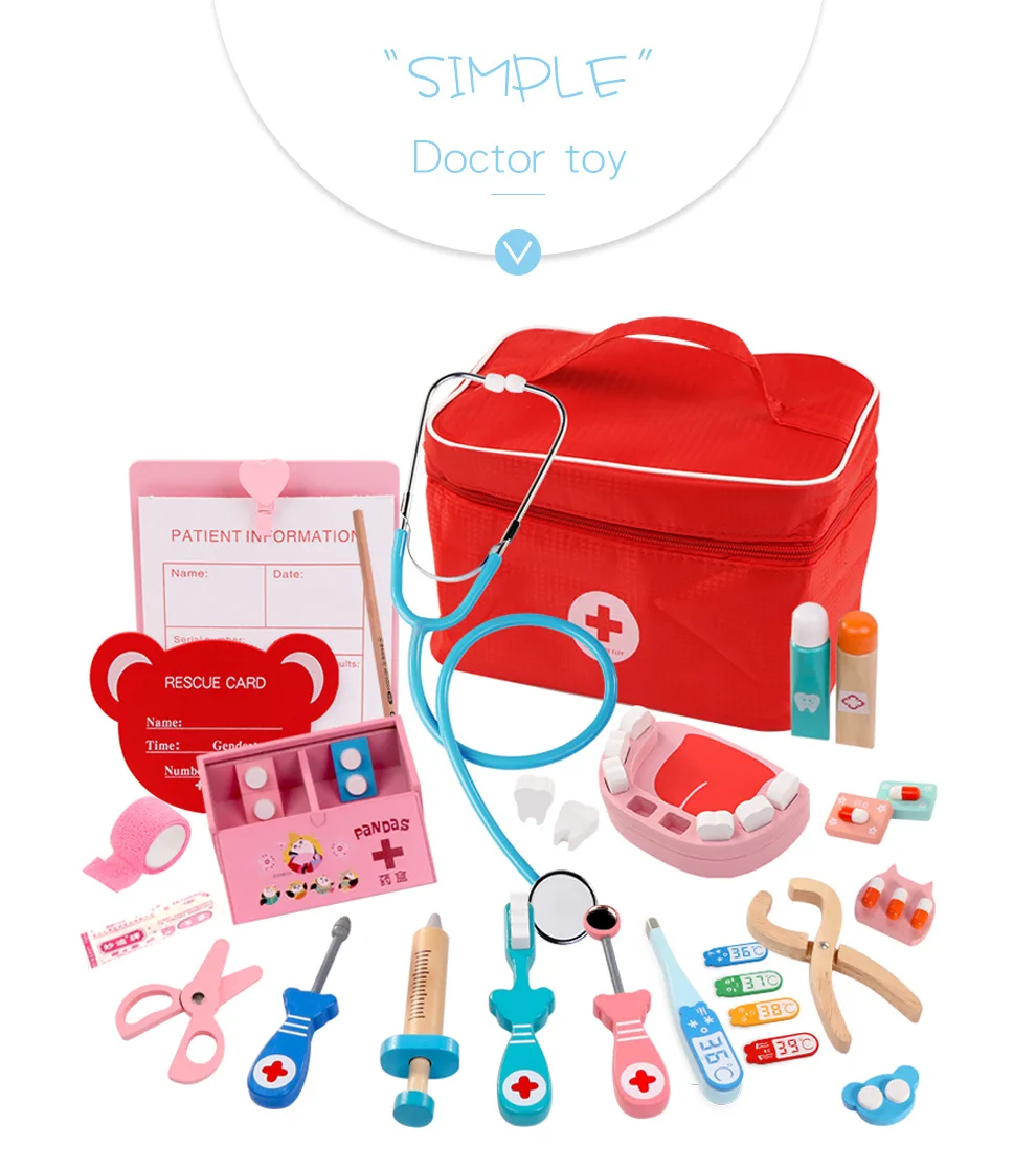 wooden childrens doctor kit