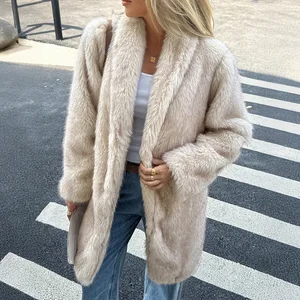 Women fashion long white fur coat ladies winter coats for women winter