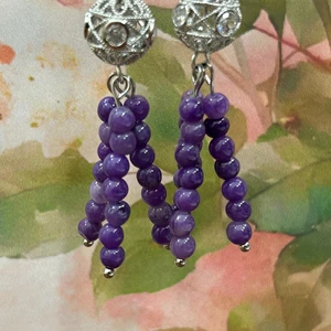 Wholesale Women's Gold-plated Fashionable Hollow Embroidered Jade Tassel Hook Earrings, Mother's Gift