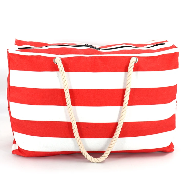 Wholesale Large Blue White Striped Beach Bag Big Oversized Cotton ...