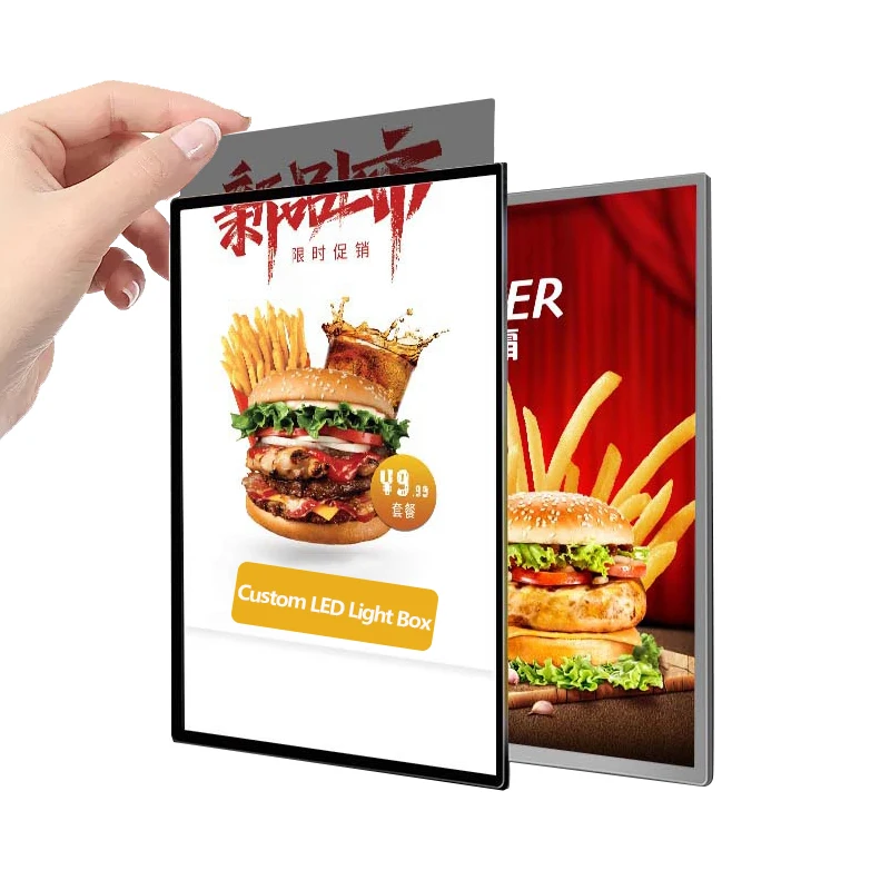 Restaurant Aluminum Frame Signage LED Light Box Display Outdoor Backlit Advertising Acrylic Light Box Sign Boards for Business