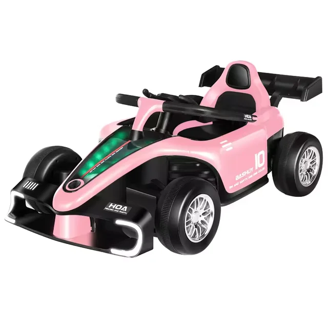 Unisex Four-Wheeled Electric Off-Road Toy Car Kids Battery-Powered Remote Control Vehicle Double Seat Small PP Wheel Children