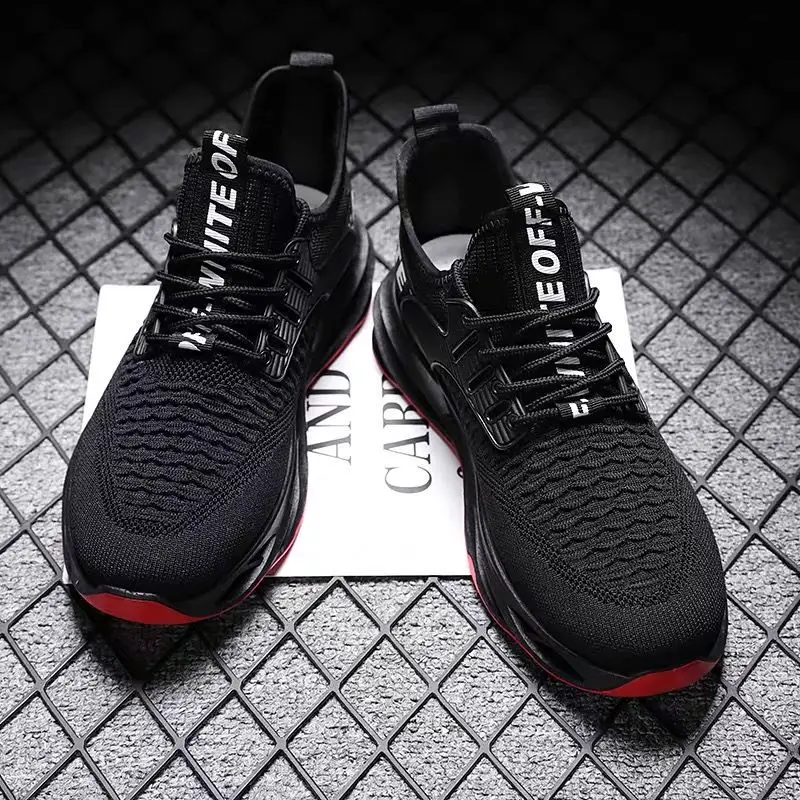 Wholesale High quality Cheap stylish knitting white black mens causal red bottom  sneakers shoes for men From m.