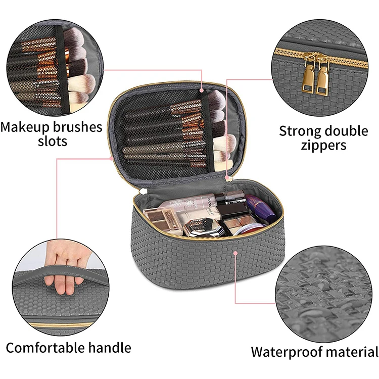 Косметические мини-банки Внутри компактный чехол сумка для макияжа из искусственной кожи с окошком