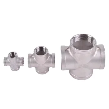 SS304 DN8-DN100 1/4"-4"Stainless Steel 304 Cross Fitting - Threaded Screw Connections, High Quality