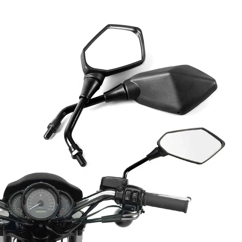 Universal Motorcycle Rear View Mirrors – Pair, 8mm Or 10mm, Black & Clear