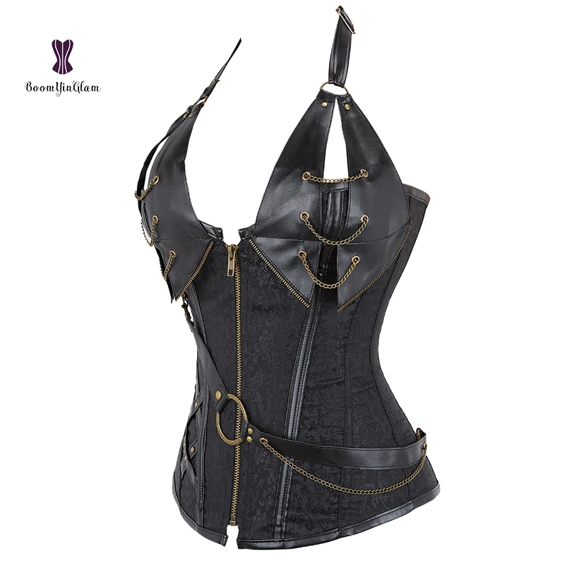 Top Quality 100% Real Leather Zipper Corset 