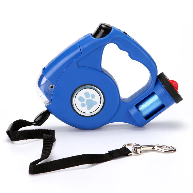 50 Fu Haustier-Gngel Nylon Seil LED Licht einziehbare Hund Fhrung  Hundeleine mit Kotbeutel Halter Taschenlampe