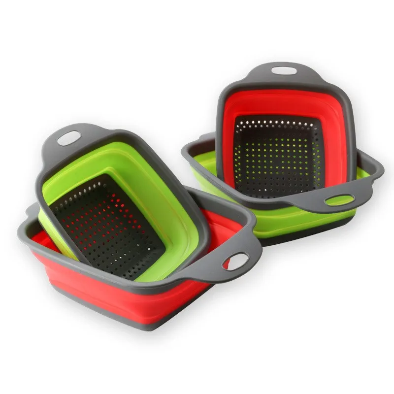 Силиконовая складная сливная корзина, складное сито для мытья фруктов и овощей, дуршлаг, складной сливной кухонный инструмент для хранения, wholes