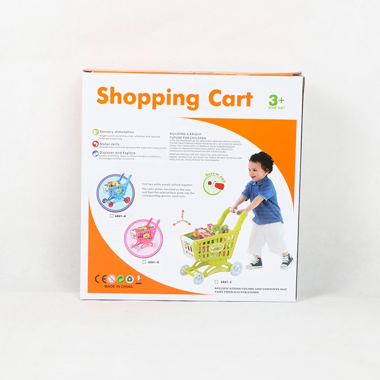 Шоппинг обучающие игрушки для детей ролевая Тележка покупок еда овощи