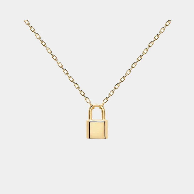 gold plated padlock necklace