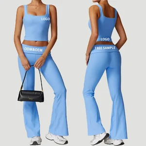 Custom High Quality 2 Piece Fitness Clothing Sportswear Gym Leggings Activewear Sports Tank Top Women Workout Yoga Wear Sets
