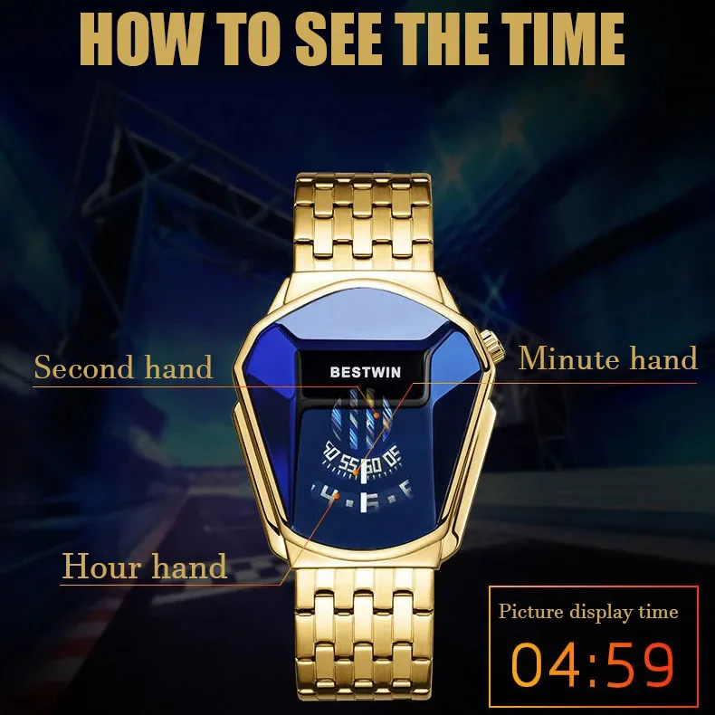 2021 Bestwin Brand Locomotive Trend Watches Mens Unique Design Waterproof Quartz Watches Dropshipping