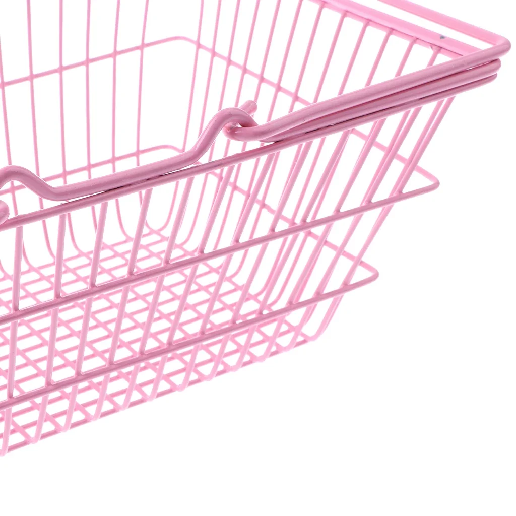 Factory Custom Size Color Stainless Steel Mini Nail Polishes pink Shopping Baskets for Retail Stores