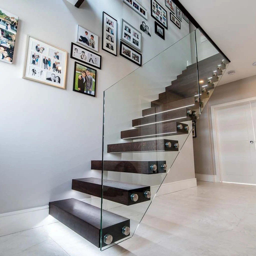 ACE Float Stairs Wooden Step Hidden Stringer Floating Modern Staircase for Indoor