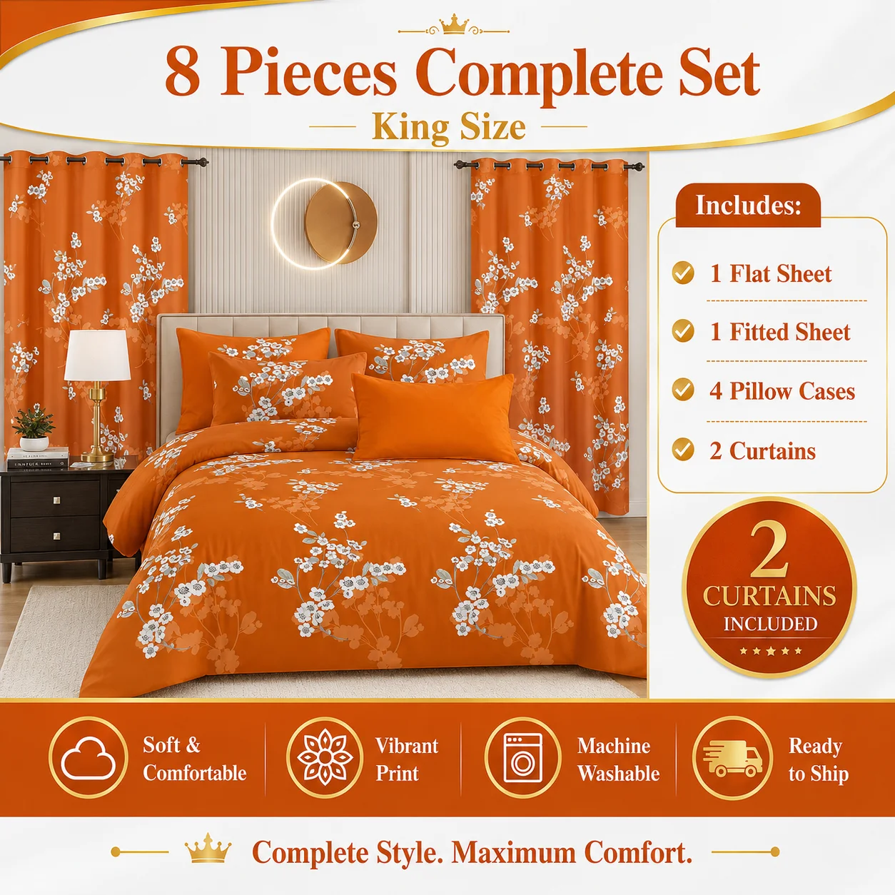 Großhandel 8-teiliges Bettwäsche-set Hochwertige Bettwäsche-sets Mit Passenden Vorhängen Für Schlafzimmer Zuhause Bettlaken Kingsize