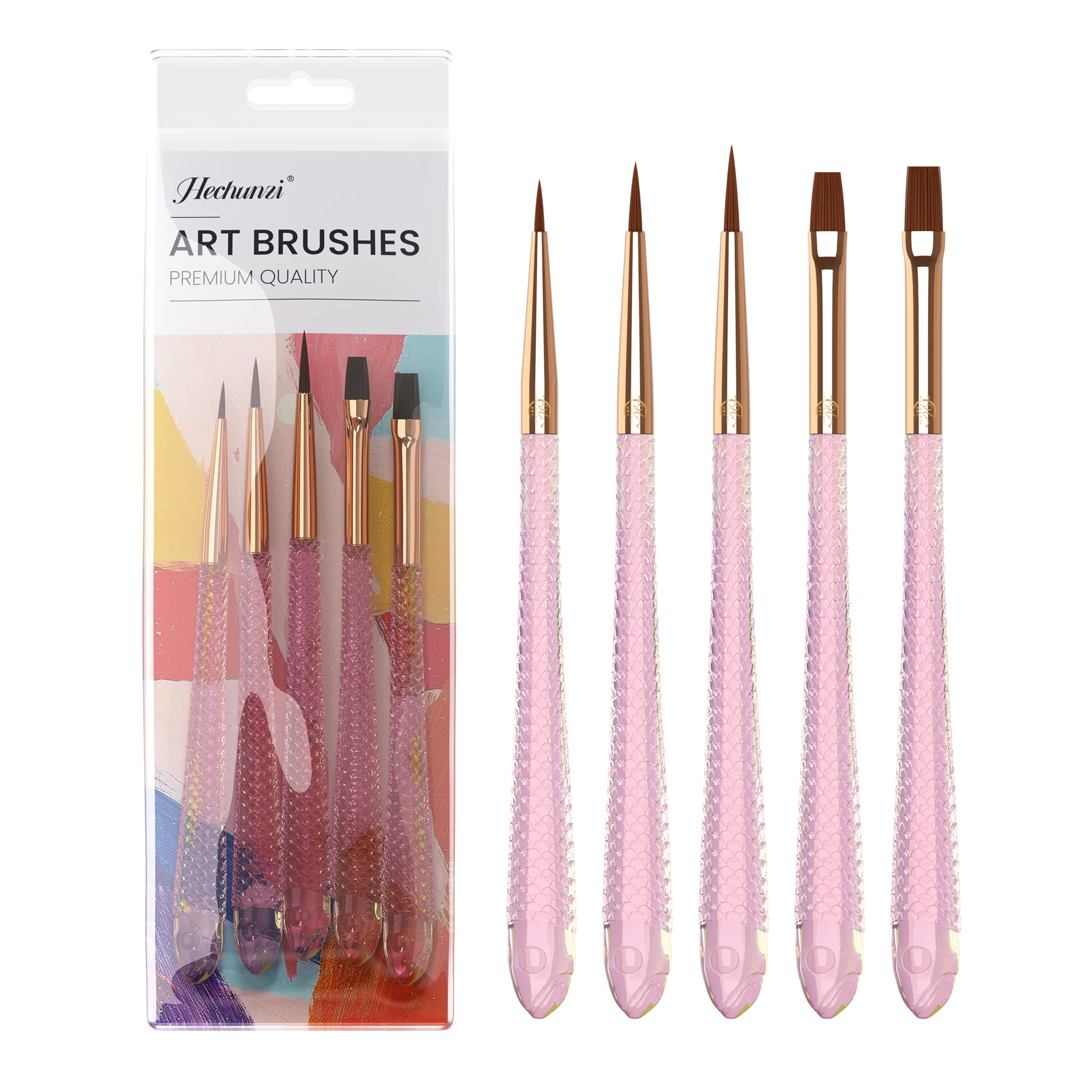 Набор из 5 шт. нейлоновые волосы розовые акриловые рыбьи весы дизайнерские кисти для рисования акварели гуашь масло акрил