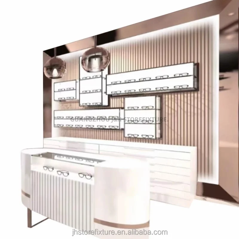 Custom Sun Glasses Display Cabinet with Led Light Glasses Counter Display Floor Stand for Store 3D Interior Design