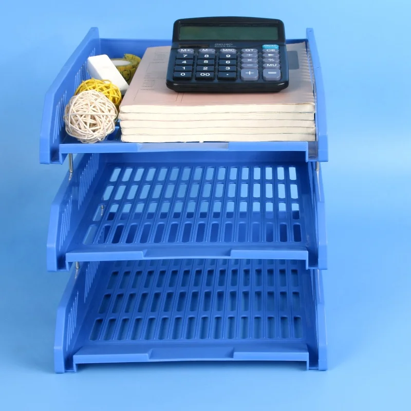 3X 3 X Blue In/Out Letter Filing Trays With Risers 8 Nos