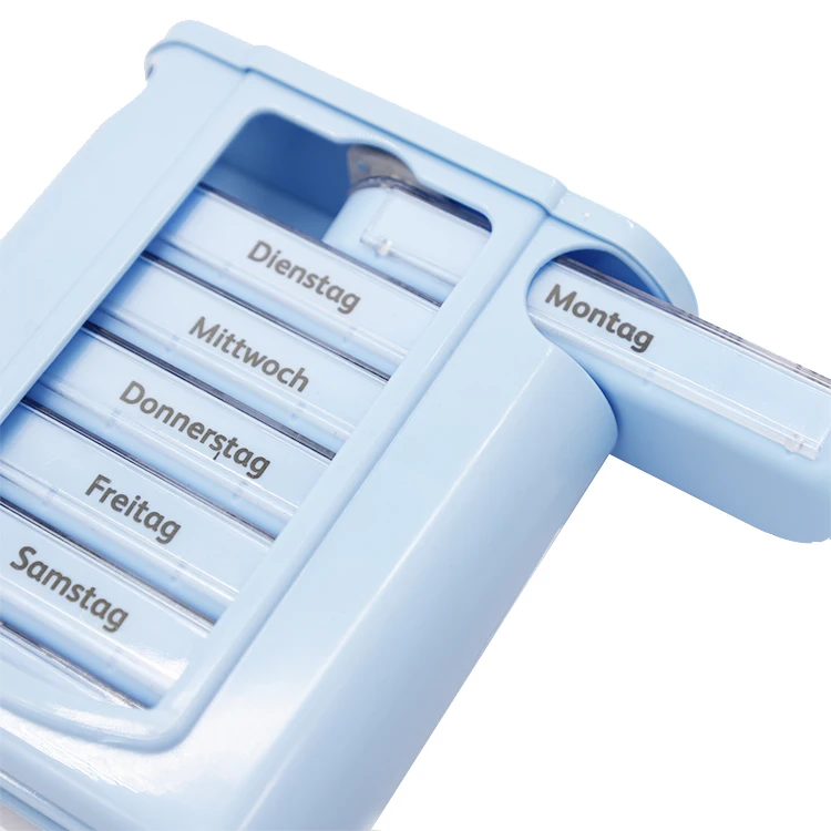 Прямоугольный пластиковый органайзер для таблеток с защитой от царапин домашний Еженедельный переносные отделения синими витаминами ежемесячная коробка
