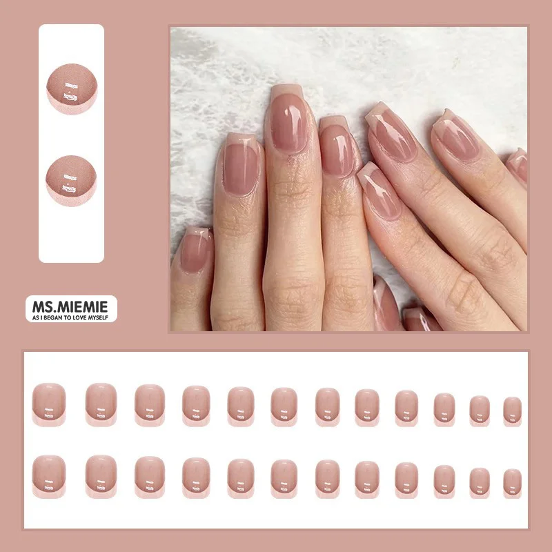 Ms.Miemie 24-Piece ABS French Short Nails Nail Wholesale Wholesale Press on Nails