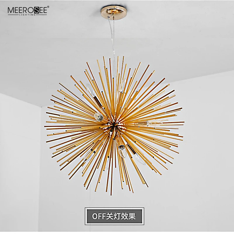 Meerosee  Golden Metal Pendant Lamp Dandelion Hanging lamp for Kitchen Island Dining Room Shop Bar MD86791