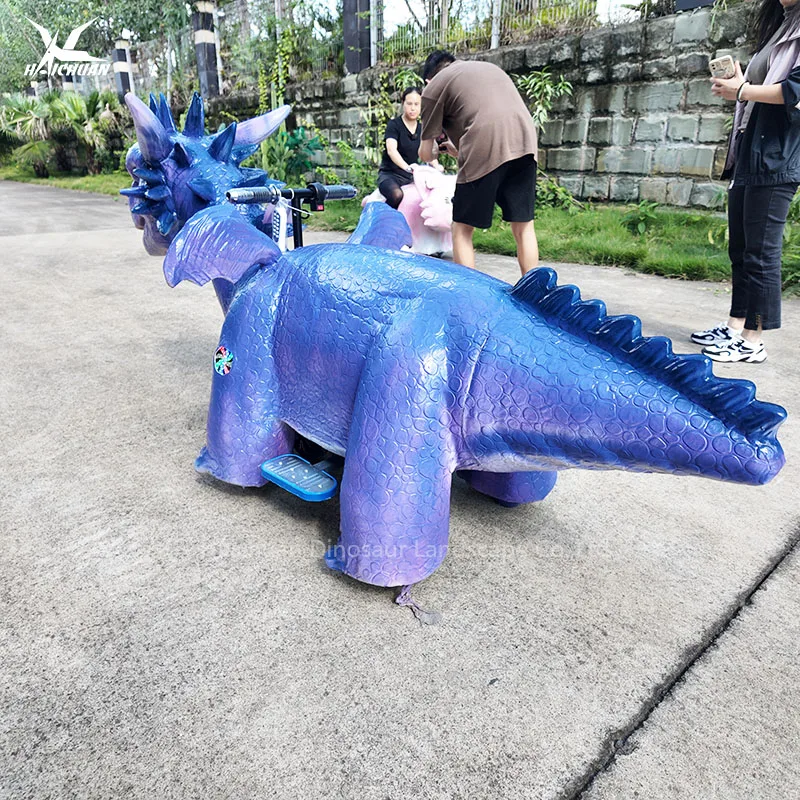 Attractive Hot Sale Kids Amusement Park Animatronic Dragon Rides Battery Car with Glowing Eyes Flash Lights