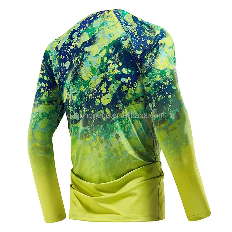 Custom UPF50+ Sun Protection Moisture Wicking Polyester Spandex Fish Clothing Men's Long Sleeve Mesh Vented Uv Fishing Shirt