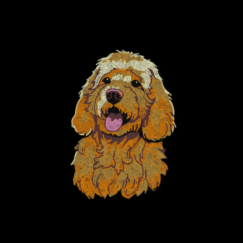 Lovely Dog hot fix Rhinestone Dog Decal Heat Transfer Dog Patches Iron on Rhinestone Design for hoodie