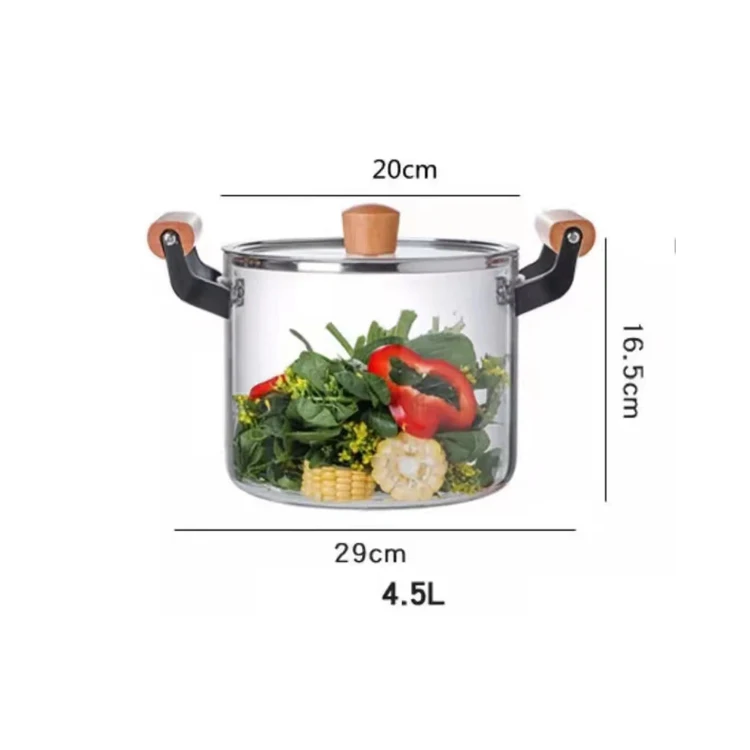 Good price 2.5L 3.5L 4.5L 5.5L transparent thickening heat resistant glass cooking pot supplier