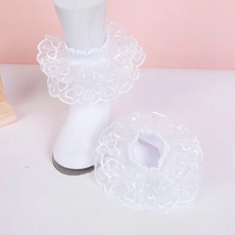 Wholesale Cute White Lace Ruffle Socks Little Girls Baby Ankle High Lolita  Dress Socks Frilly Ballet Stockings for Kids